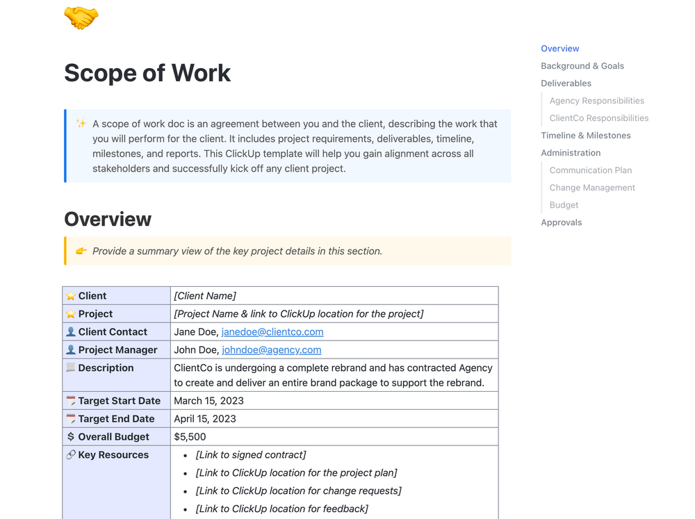 ClickUp Arbeitsumfang