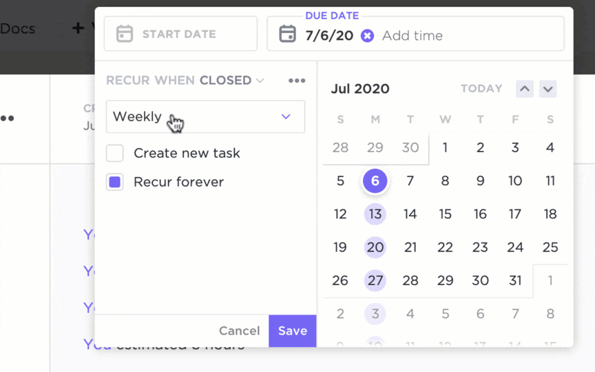 ClickUp's Recurring Tasks
