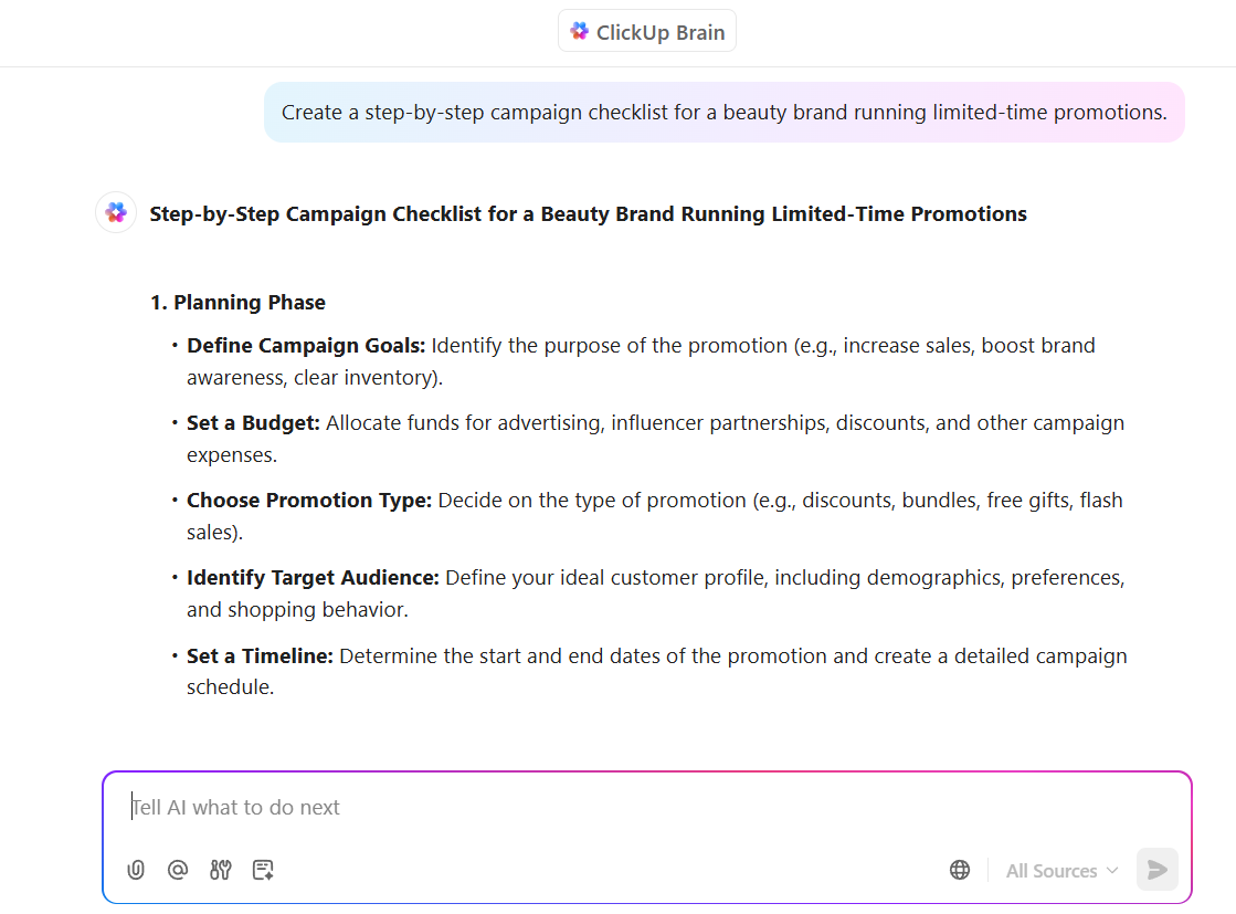 ClickUp Brain: Adapt your campaigns to the e-commerce industry